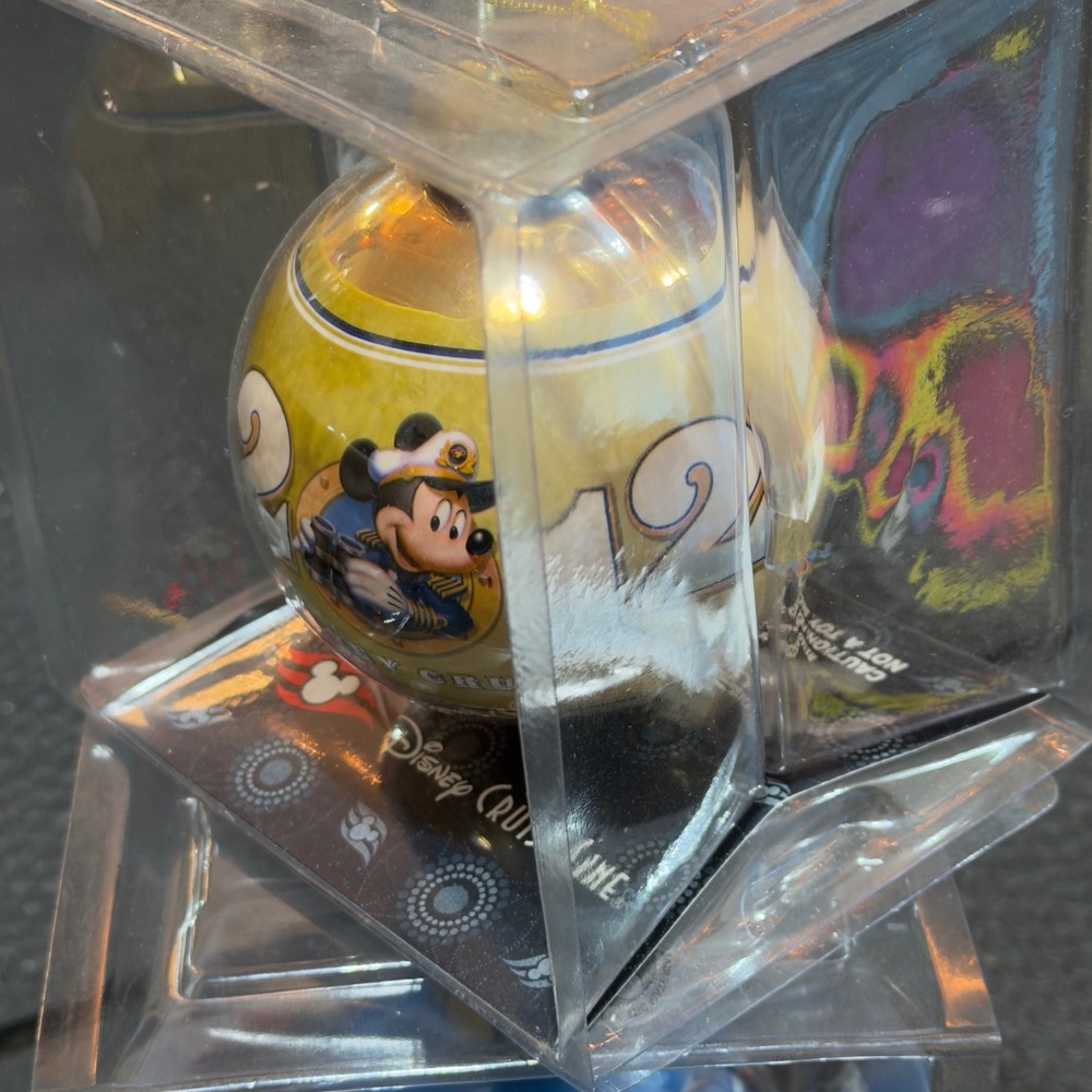 Disney Cruise Line 2012 Ornament Captain Mickey Glass Ball Gold Holiday Vintage